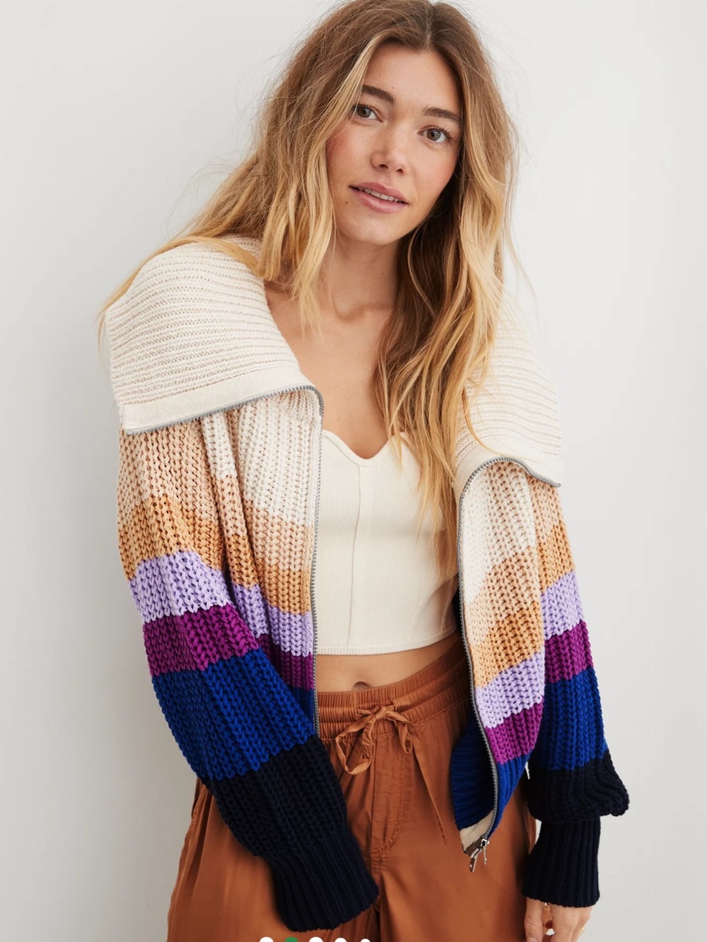 Aerie Double Zip Cardigan